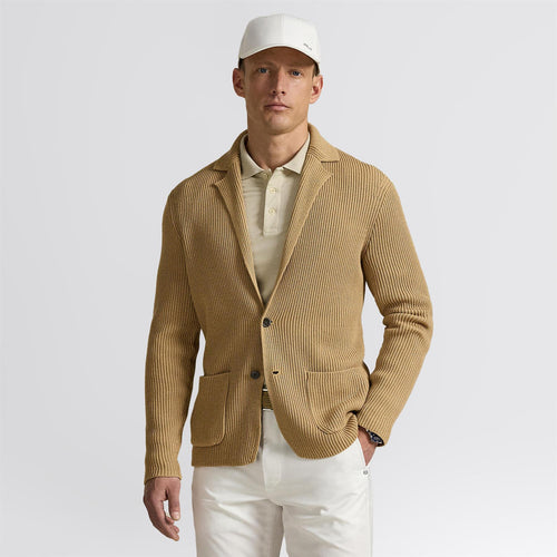 RLX Cotton Knit Cardigan Camel Melange