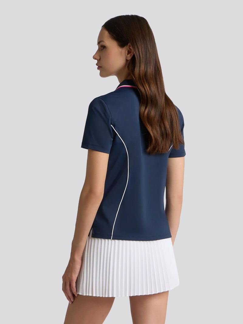 Stretch Nylon Interlock Contour Quarter Zip Polo Twilight