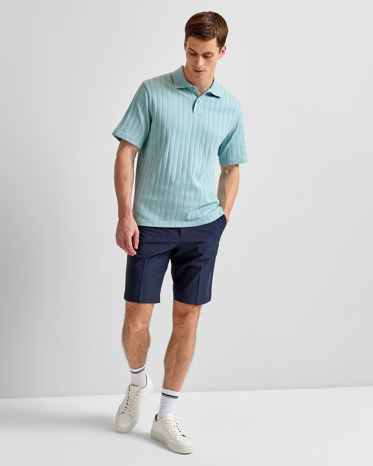 Simon Stripe Polo Forget-Me-Not