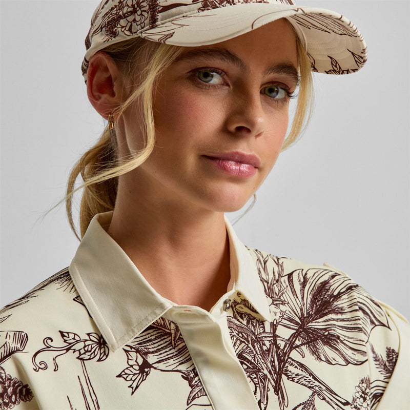 Sleeve Rolled Dress Brown Botanical
