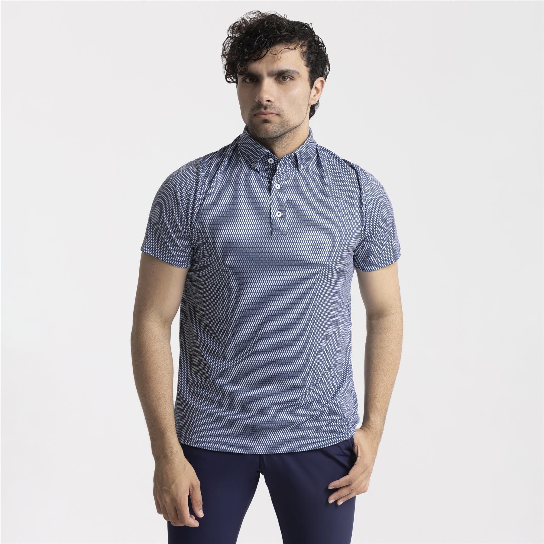 Lance Printed Polo White/Atlanta Blue