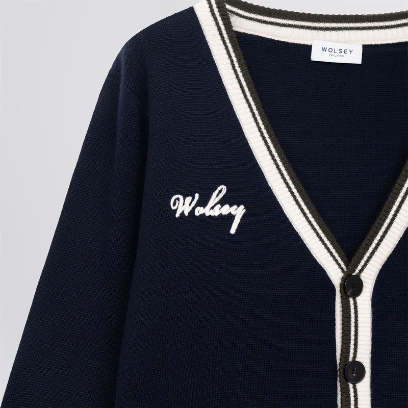 Golf Club Merino Wool Cardigan Navy