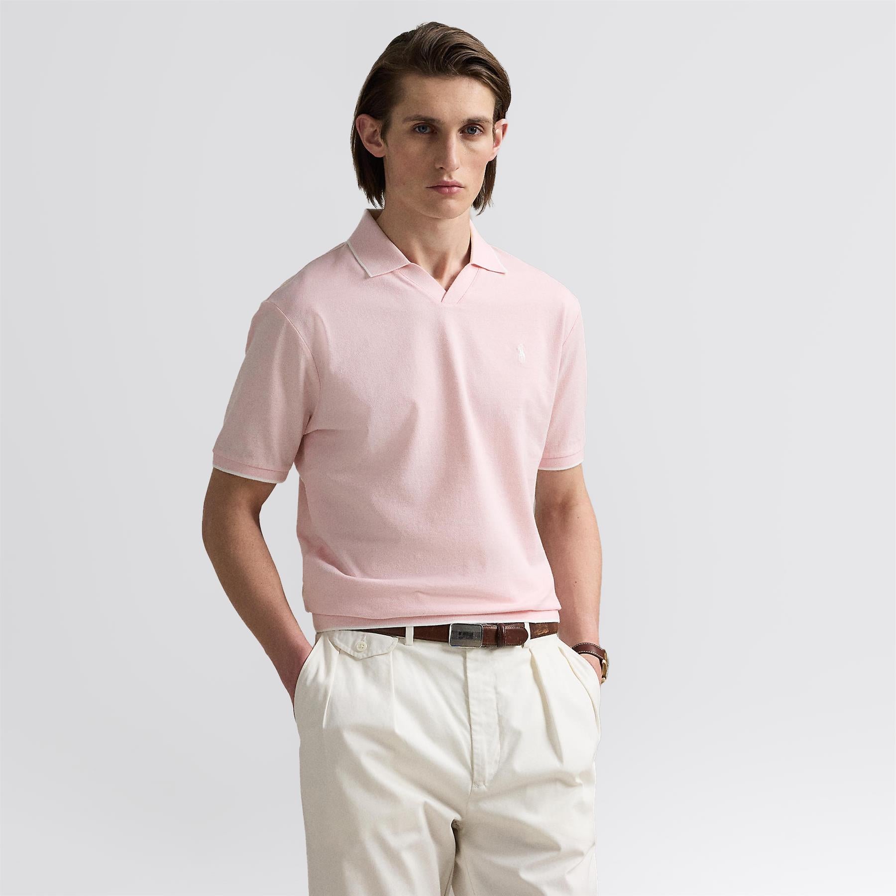 Polo Golf Johnny Collar Cotton Polo Garden Pink/White