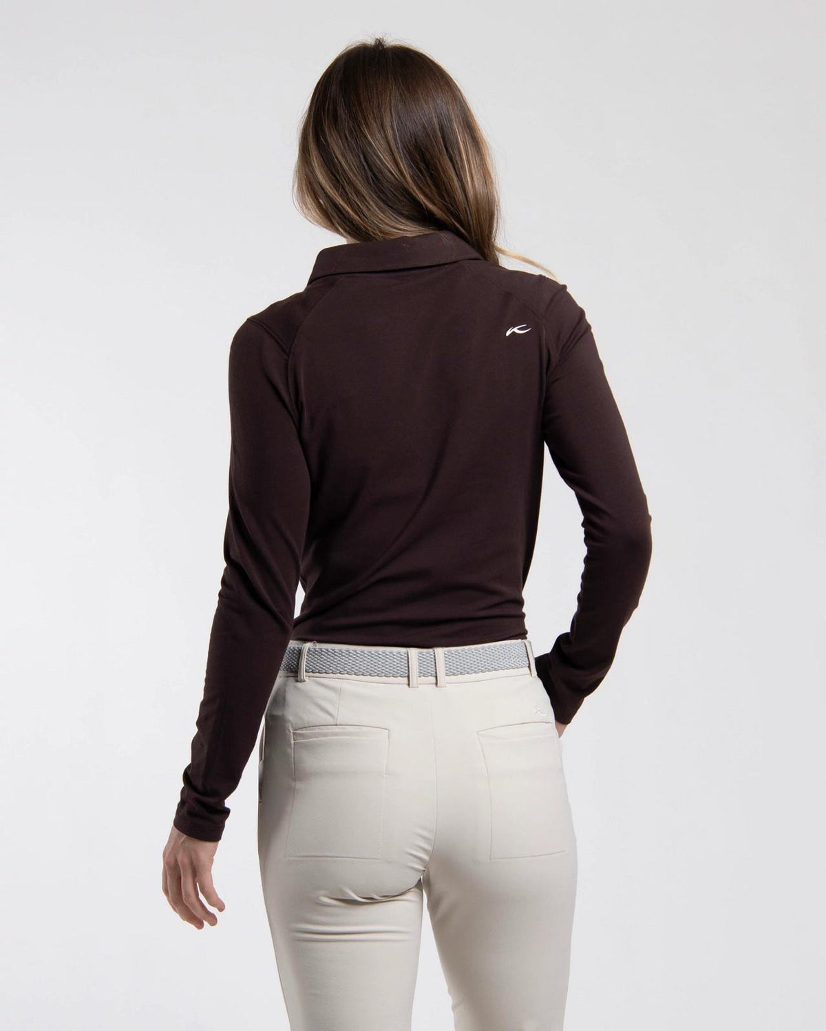 Hollow Pima Long Sleeve Polo Espresso