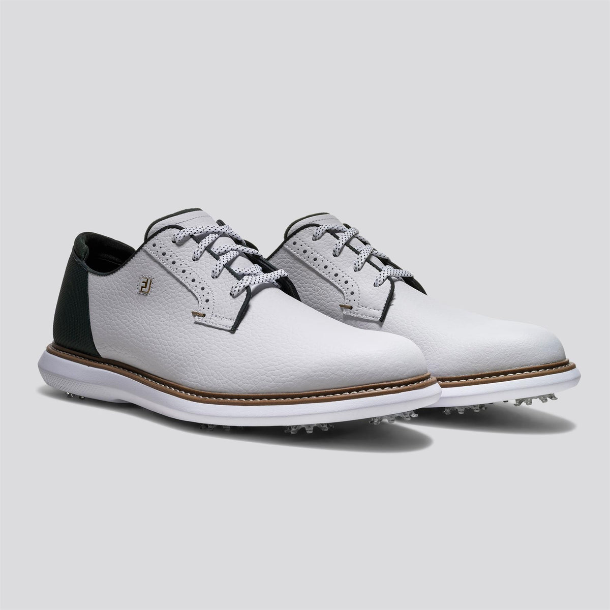 FJ Traditions Spiked Golf Shoes White/Green/Tan