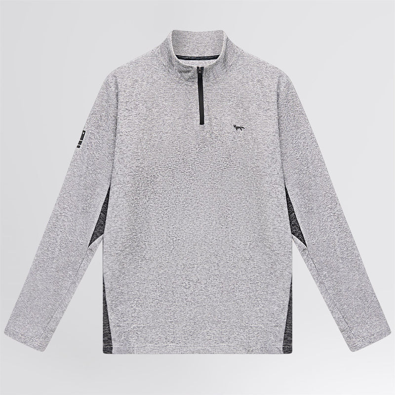 Panelled Mesh Quarter Zip Mid Layer Sage
