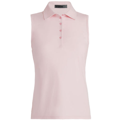 Ärmelloses Damen-Poloshirt aus seidigem Tech-Nylon in Blush Pink – SS24