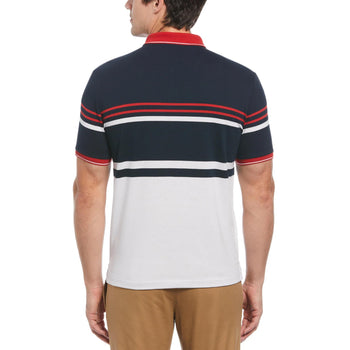 Honeycomb Jacquard Stripe Cotton Blend Polo Bright White