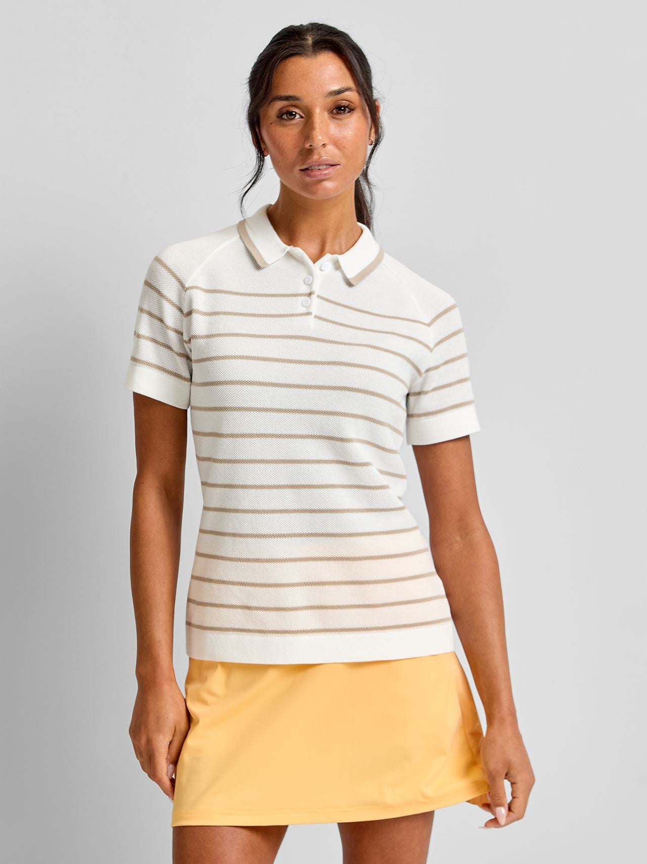 Ultimate365 5+ Stripe Knit Polo White