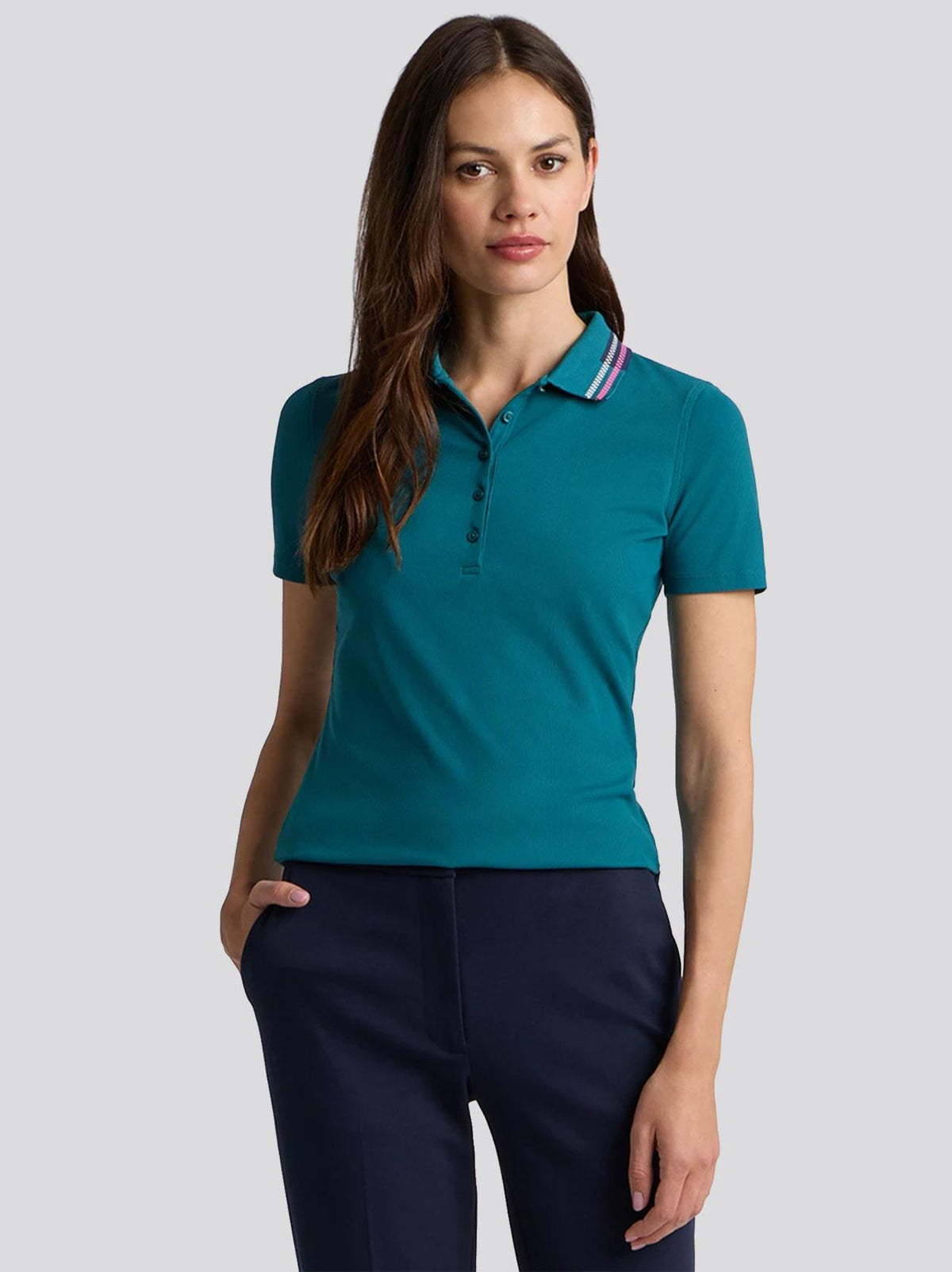 Ribbed Tech Nylon Polo Marine Teal