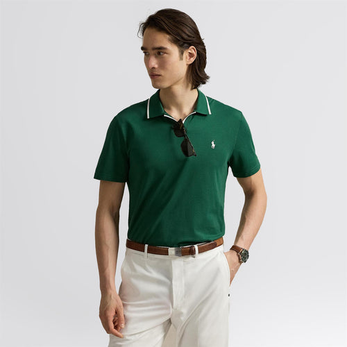 RLX Tailored Fit Stretch Cotton Polo Kelly Green/Ceramic White