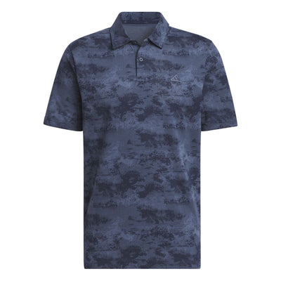 Go-To-Poloshirt aus bedrucktem Mesh mit normaler Passform, Marineblau – SS24