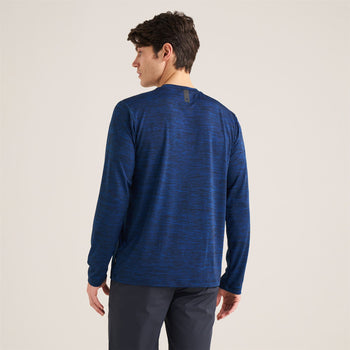 Long Sleeve Mesh Textured T-Shirt Navy