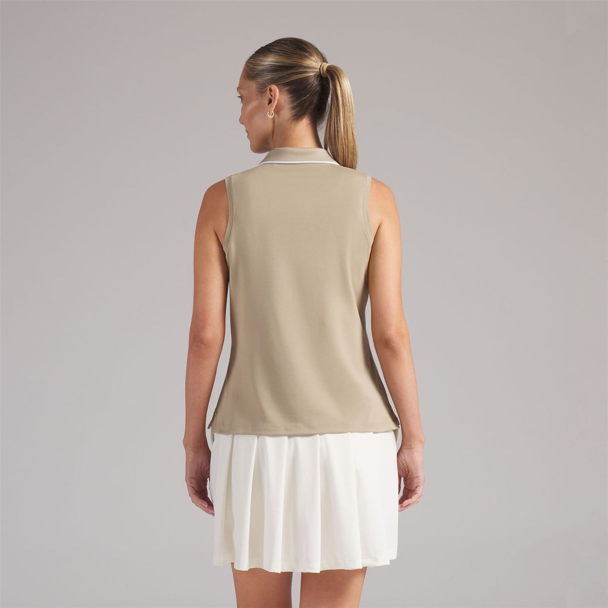 Cloudspun Essential Sleeveless Polo Shirt Iced Coffee