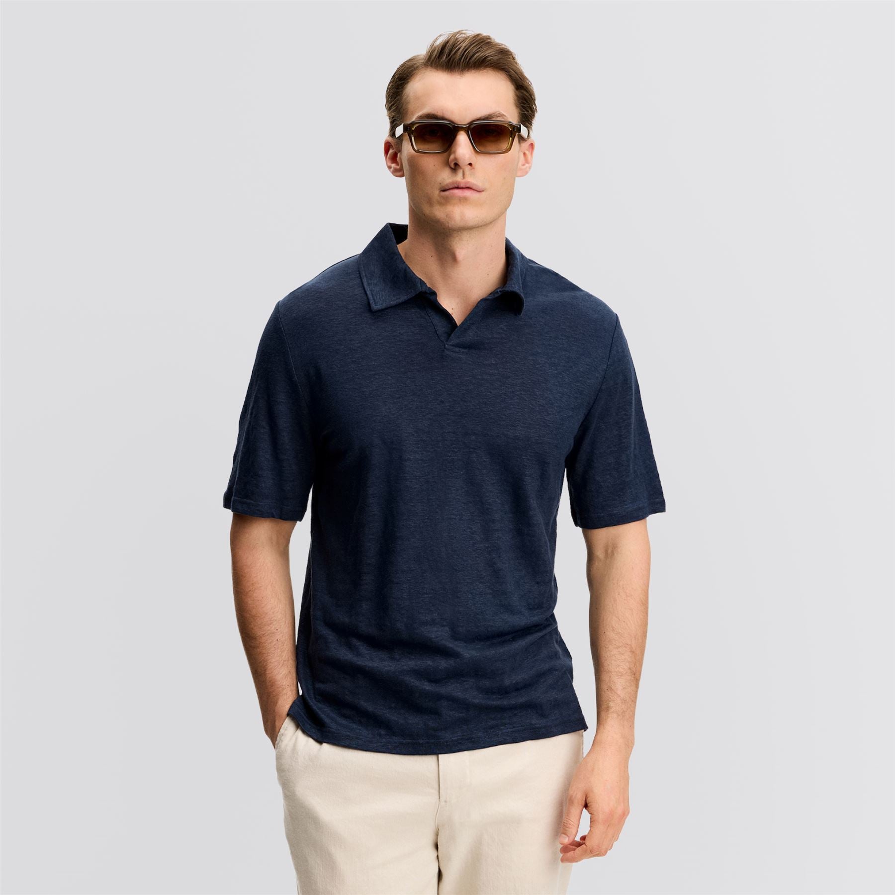Roy Linen Polo JL Navy
