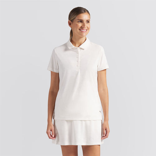 Floral Lace Jacquard Polo Shirt Warm White