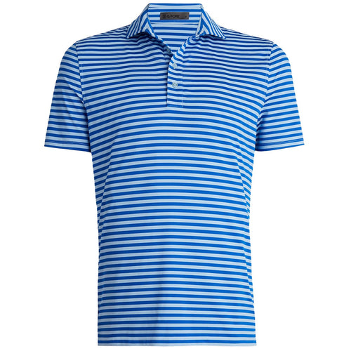 Poloshirt mit perforierten Streifen, Baja Blue – SS24