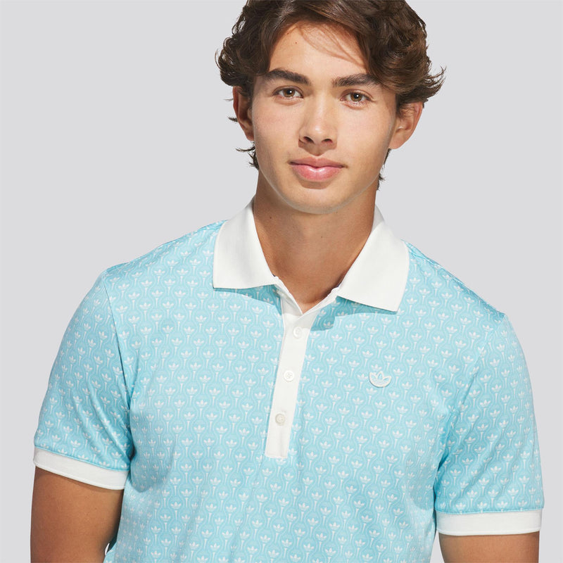 Originals All Over Trefoil Polo Chalk White/Light Aqua