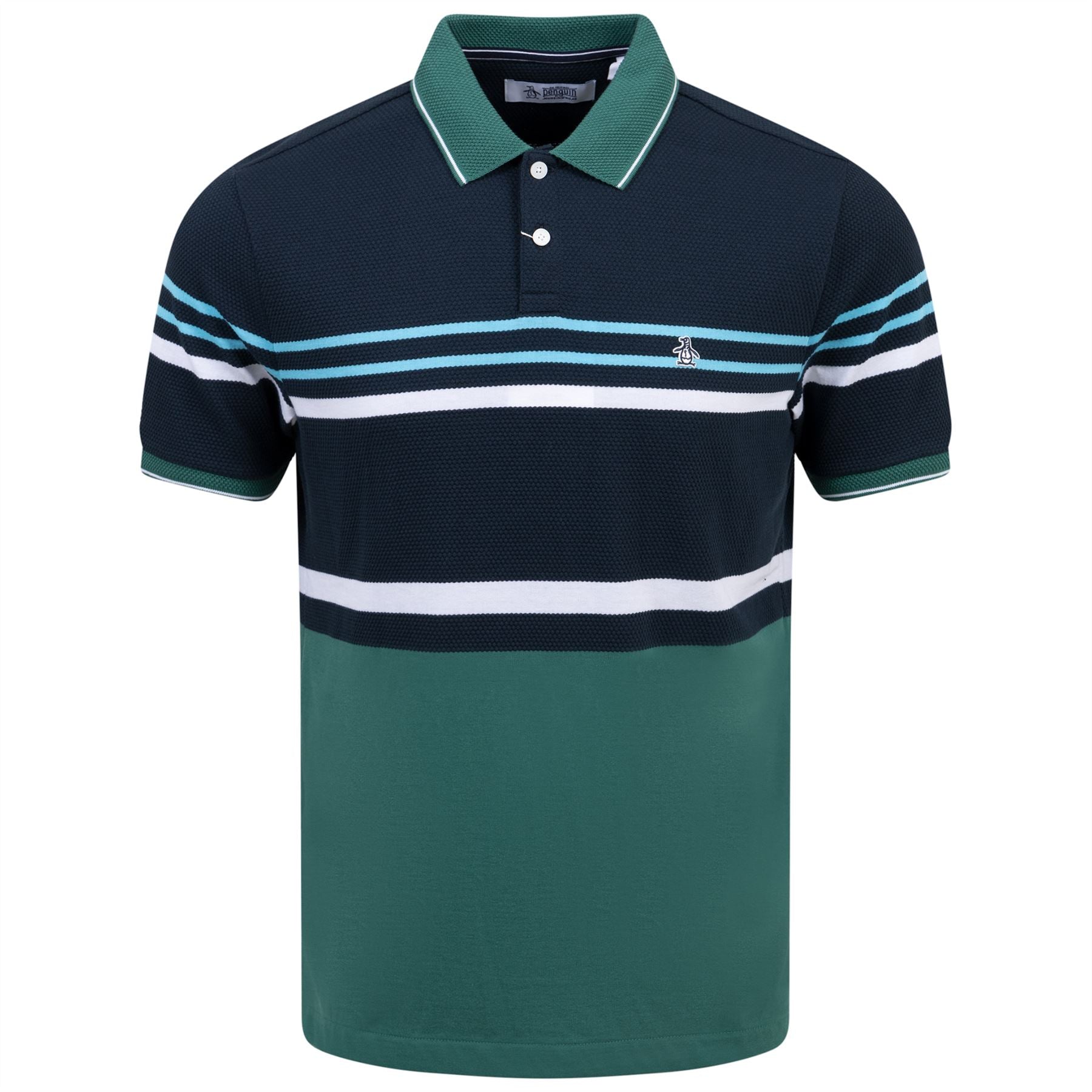 Honeycomb Jacquard Stripe Cotton Blend Polo Antique Green