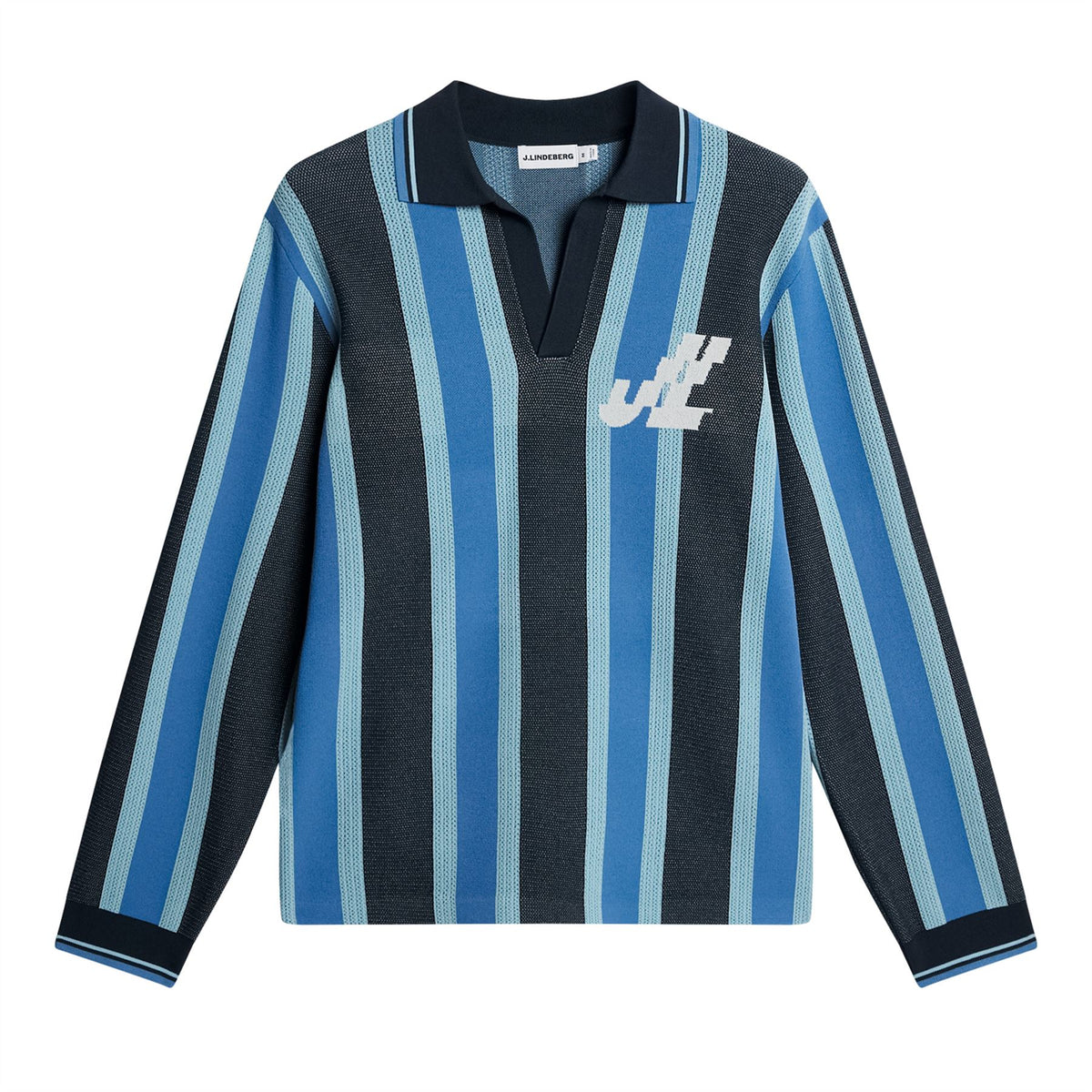 Silas Stripe LS Knit Polo JL Navy