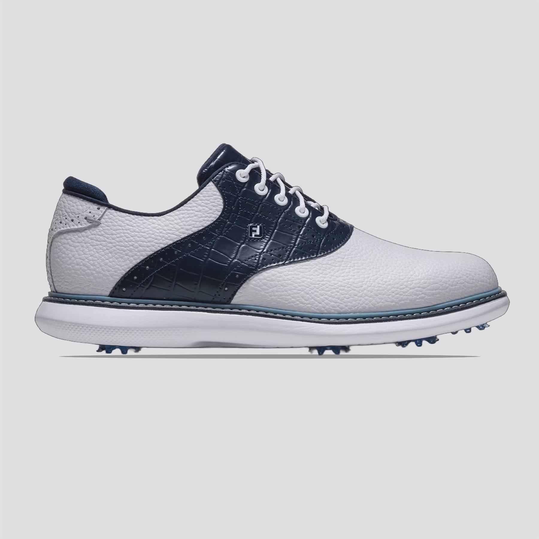FJ Traditions Spiked Golf Shoes White/Navy/Blue