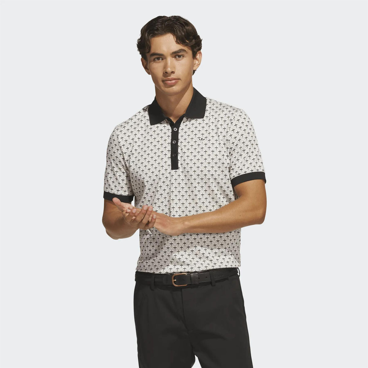 Originals All Over Trefoil Polo Black/Chalk White