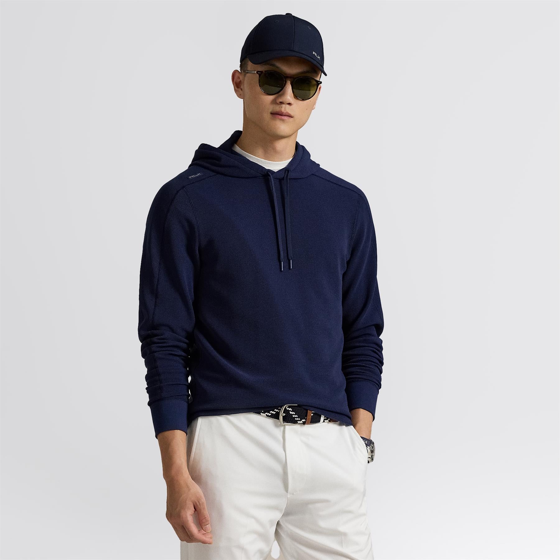 RLX Performance Waffle Knit Hoodie Refined Navy