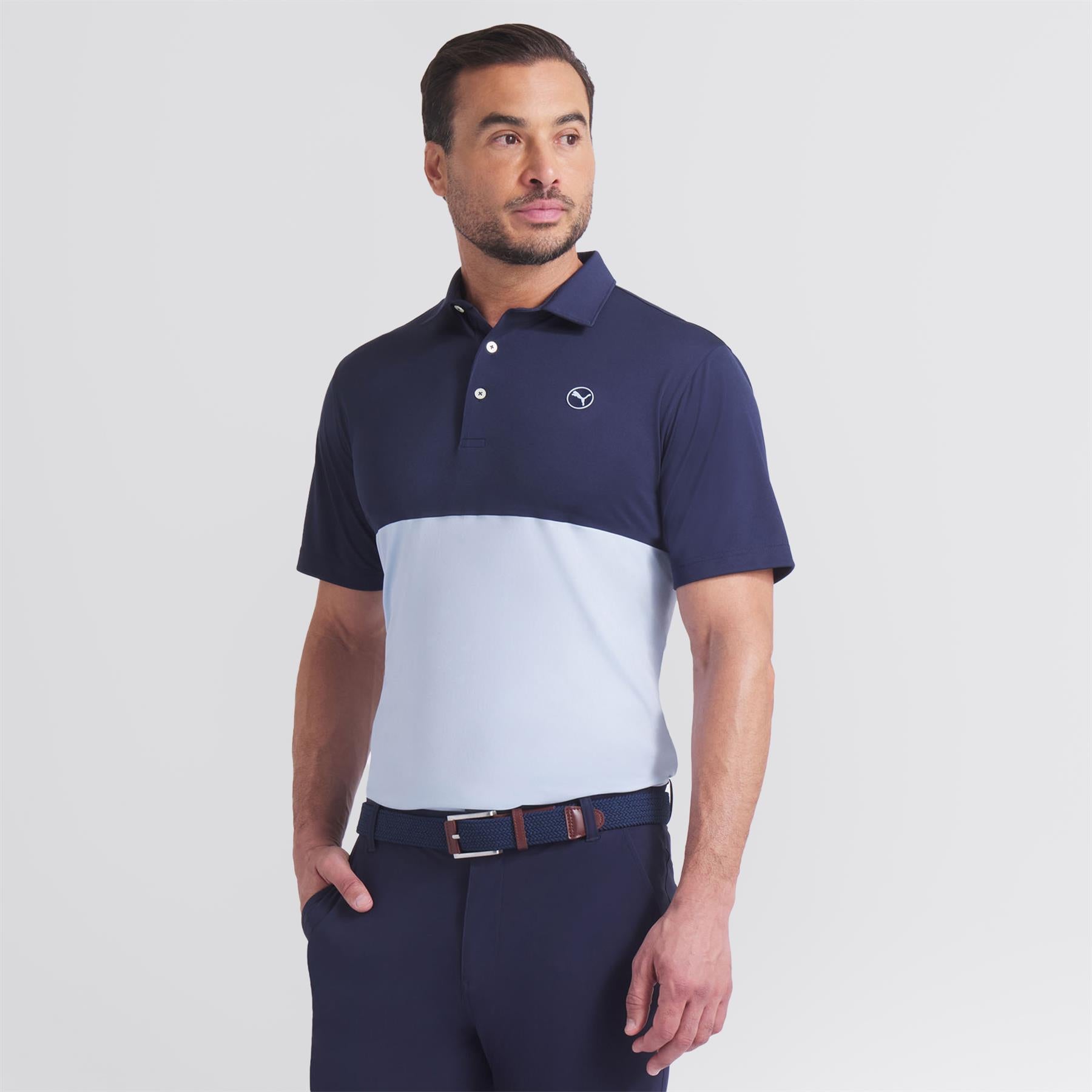 Pure 2.0 Colourblock Polo Haute Tropic/Deep Navy