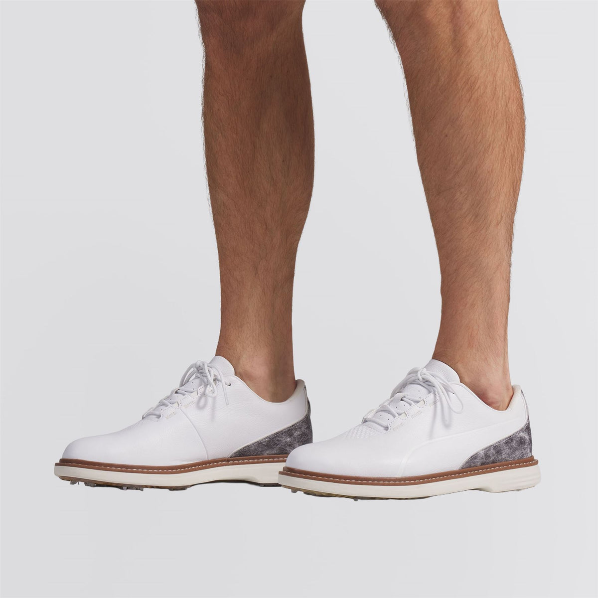 Avant Tour Spiked Golf Shoes Puma White/Brown Mushroom