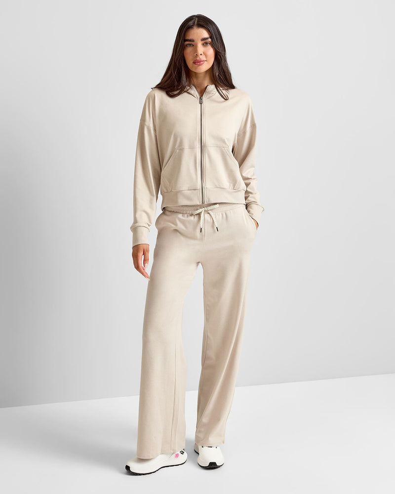 Halo Modern Full Zip Hoodie Ecru Heather