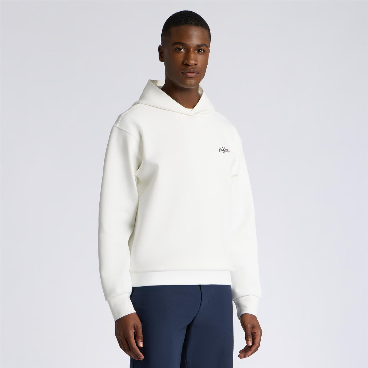 Fore Corners Cotton Blend Scuba Hoodie Chalk White