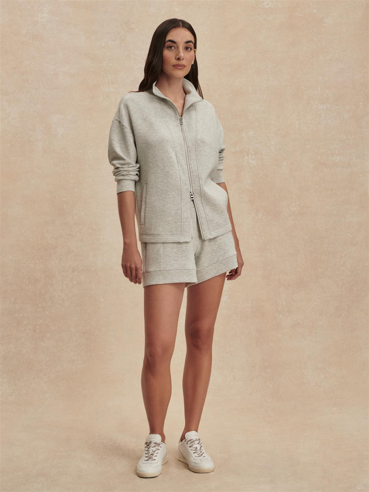 Arlene Zip Through Sweat Light Grey Marl