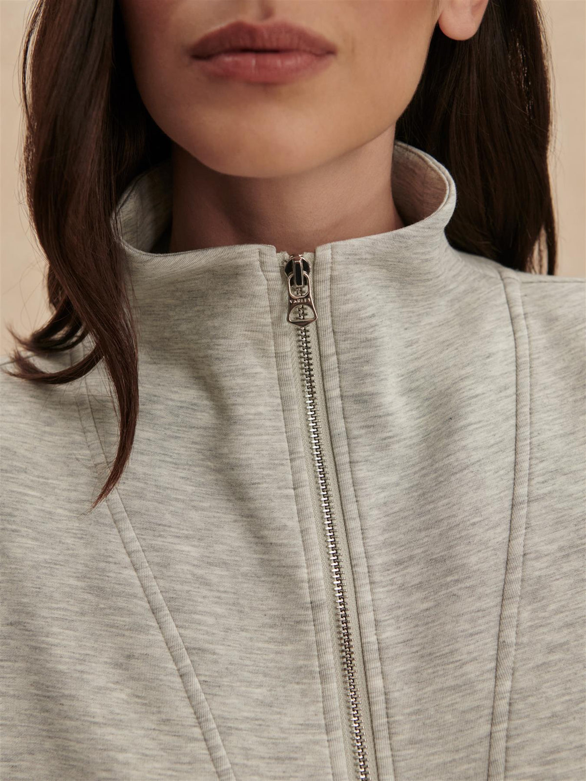 Arlene Zip Through Sweat Light Grey Marl
