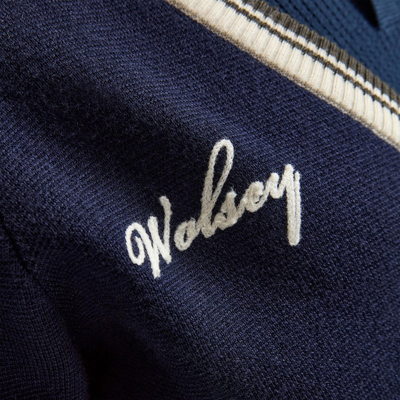 Golf Club Merino Wool Cardigan Navy