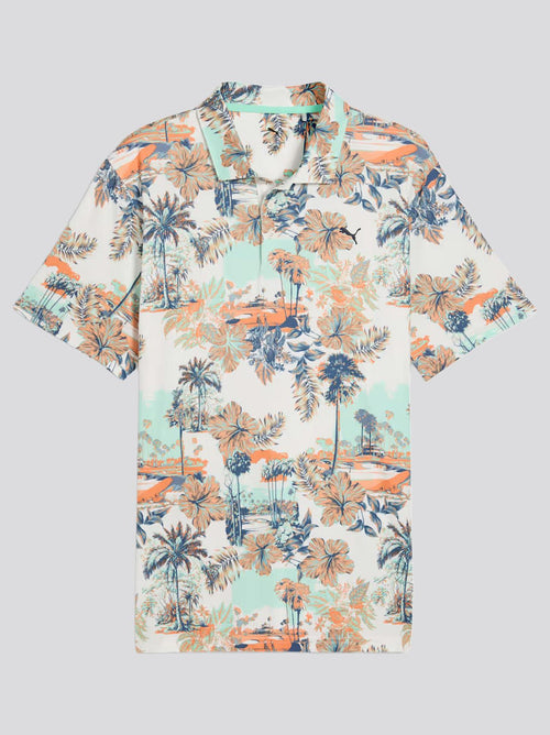Cloudspun Palm Polo Shirt Warm White/Mint Jelly/Melon Glow