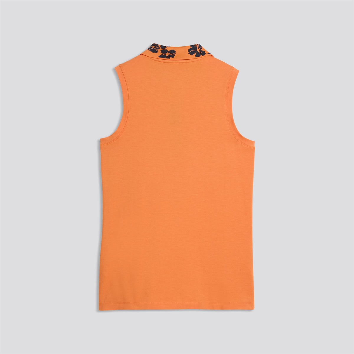 Modalon Floral Rib Sleeveless Polo Shirt Warm Melon Glow/Deep Navy