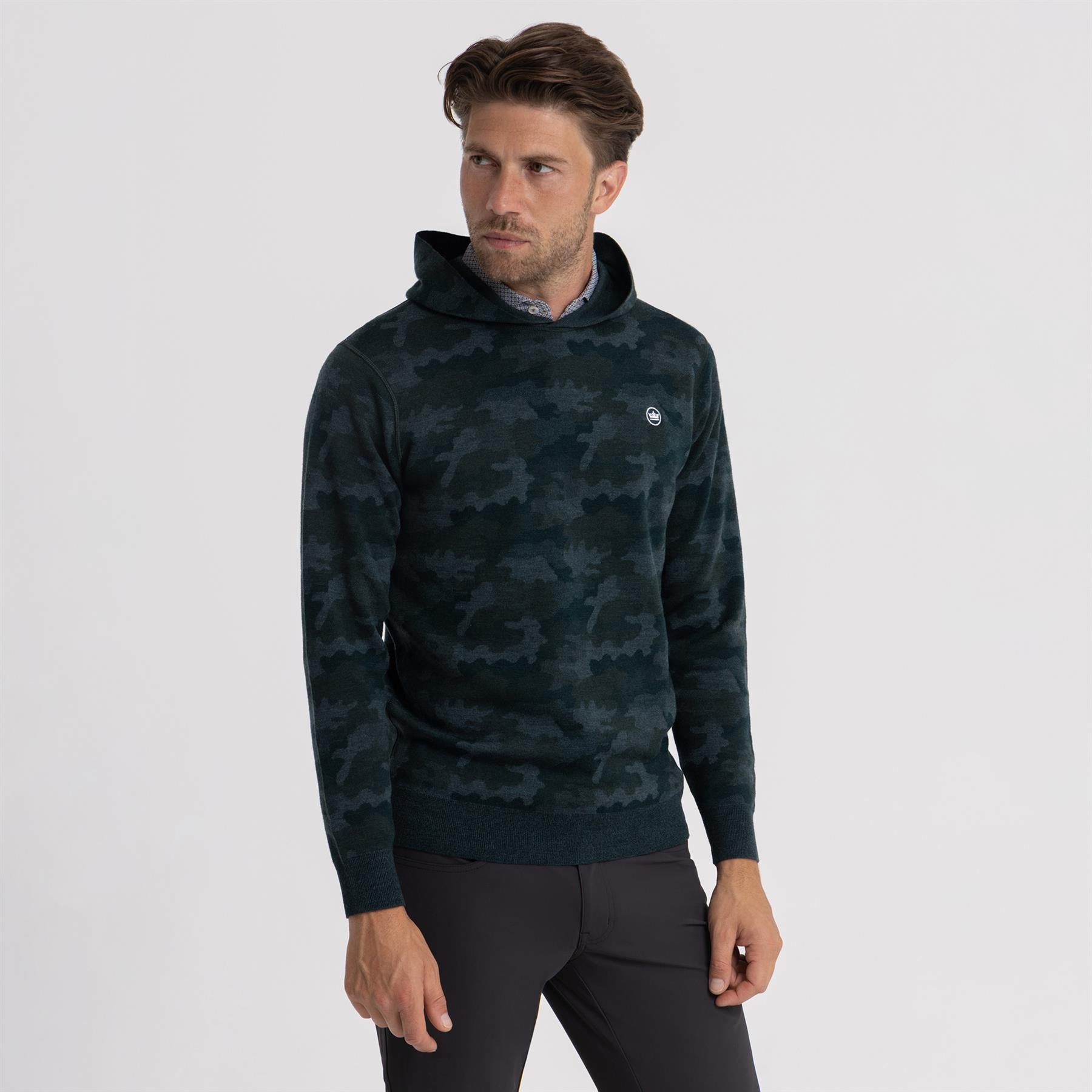 Camo Popover Hoodie Deep Verdant