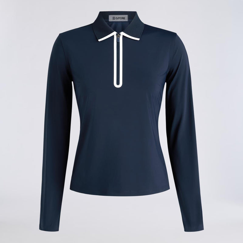 Silky Tech Nylon Zip LS Polo Twilight