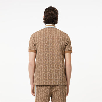 Classic Fit Contrast Collar Monogram Motif Polo Brown/Blue
