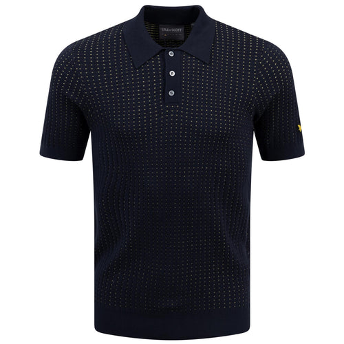 Grid Knitted Polo Dark Navy - AW24