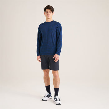 Long Sleeve Mesh Textured T-Shirt Navy