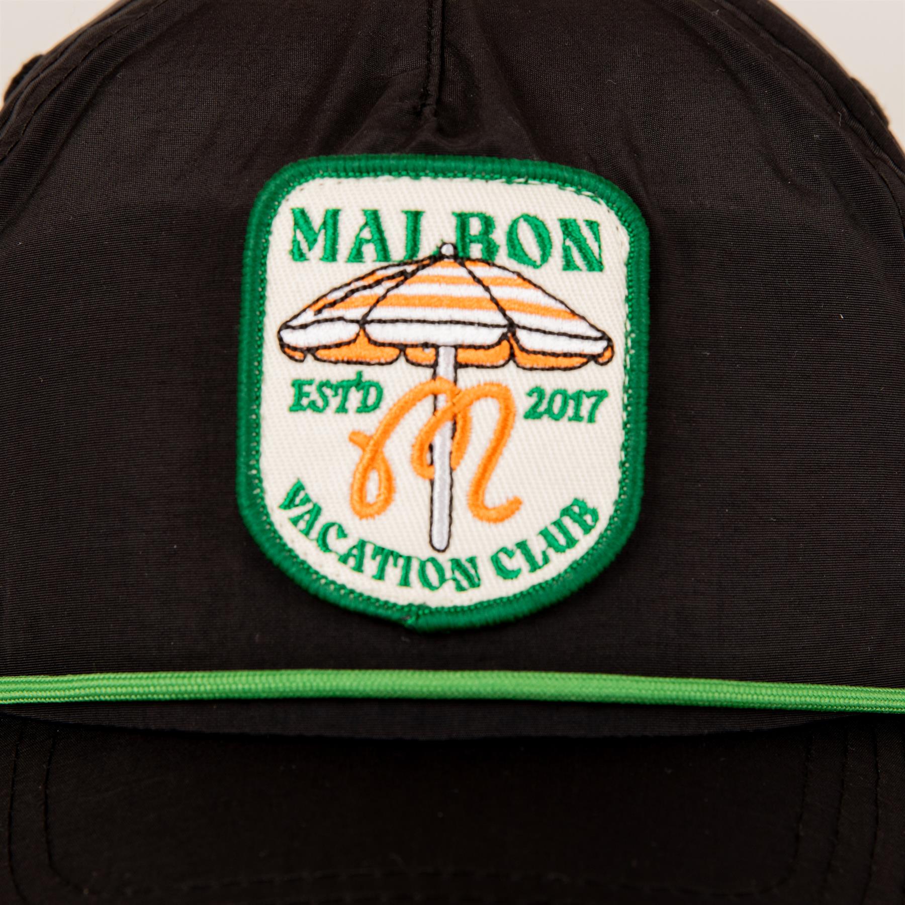 Malbon Golf Vacation Club Nylon Rope Cap Black | TRENDYGOLF UK