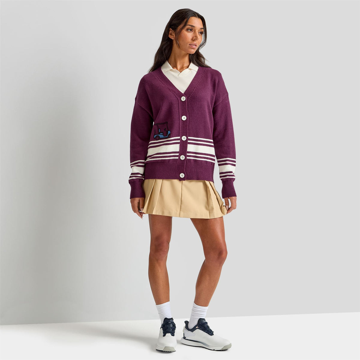 Sophie Cardigan Stripe Burgundy
