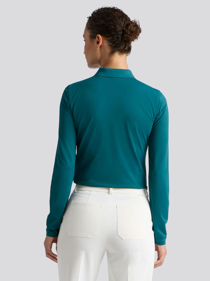 Icon Embroidered Tech Pique LS Polo Marine Teal