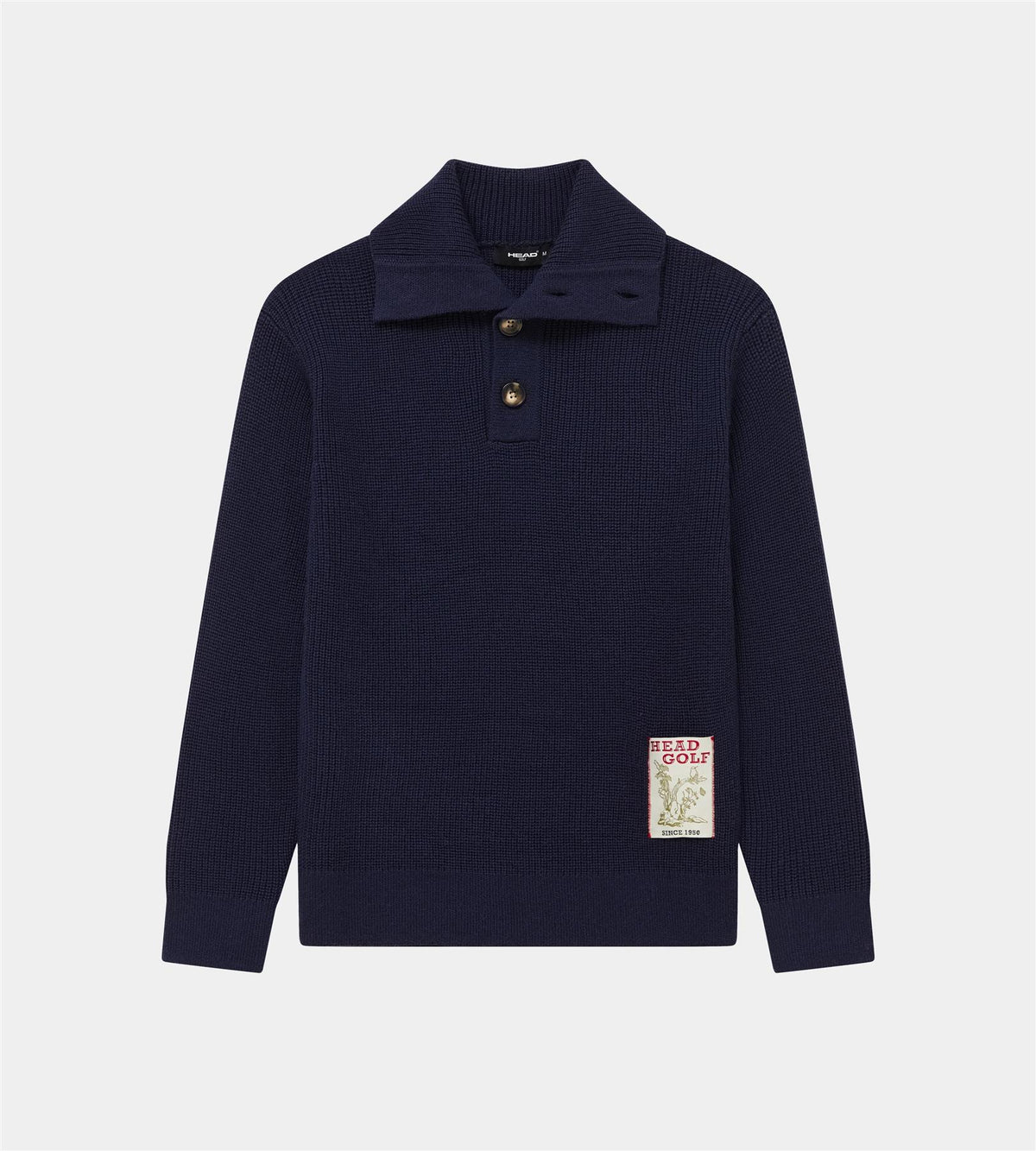 Wool Quarter Button Sweater Deep Navy