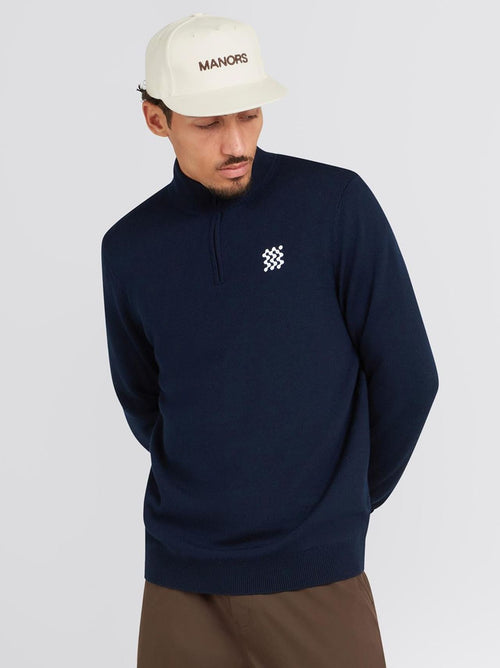 Merino Wool Quarter Zip Windbreaker Midnight