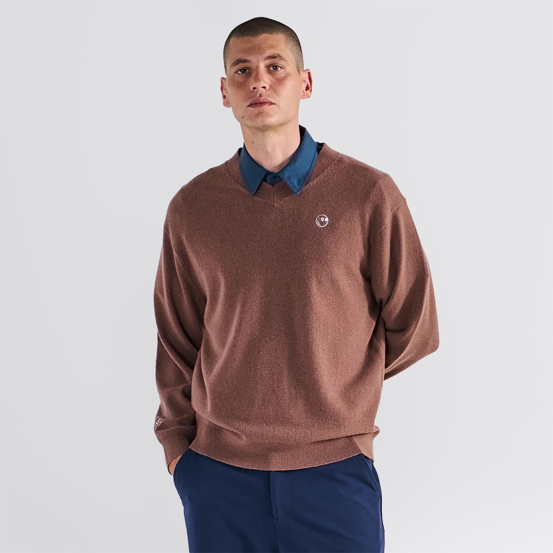 x Jesper Parnevik V-Neck Merino Wool Sweater Chocolate