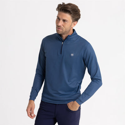 Perth Birdseye Performance Quarter Zip Mid Layer Blue Haze