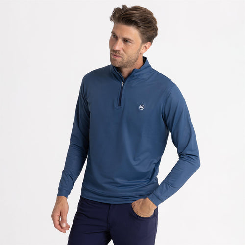 Perth Birdseye Performance Quarter Zip Mid Layer Blue Haze