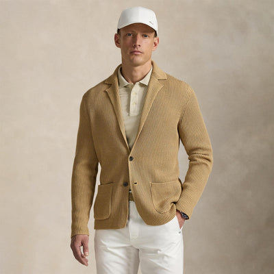 RLX Cotton Knit Cardigan Camel Melange